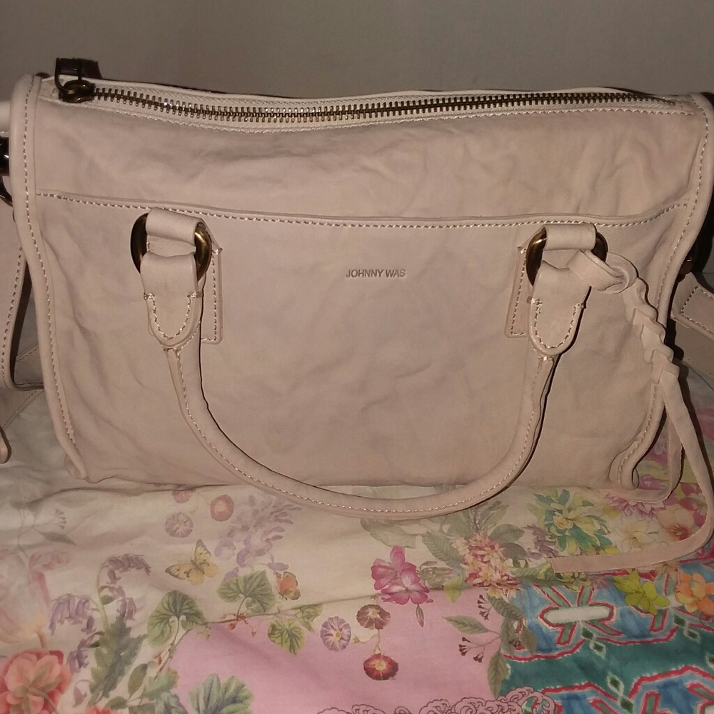 Johnny Was tumbled leather satchel